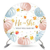 Lofaris He Or She Pumpkin Maple Circle Baby Shower Backdrop